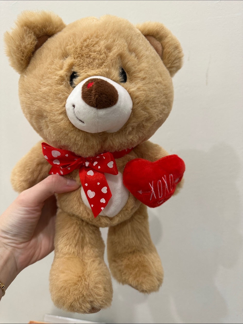 Plush Brown Teddy Bear with Red Heart and Bow - Kids Toys